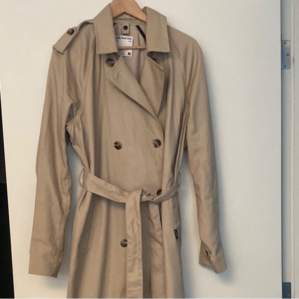 Frank & Oak Tan Trench Coat with Belt